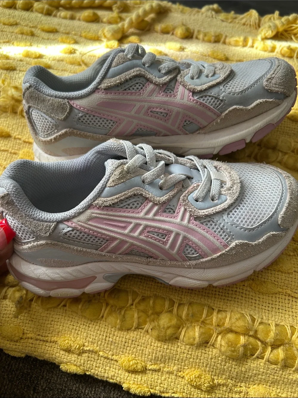 Kids Athletic Sneakers - Light Gray & Pink